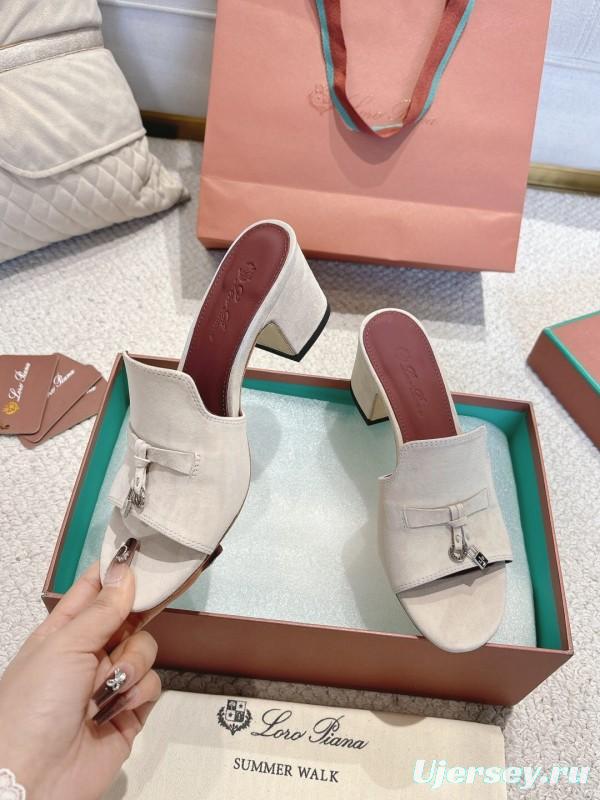 2025 Women Le Parmentier White Suede Heeled Shoes LY00360