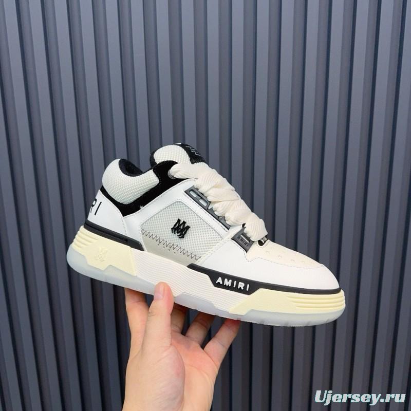 2024 Unisex Amiri White Black Leather Sneakers MJ00360