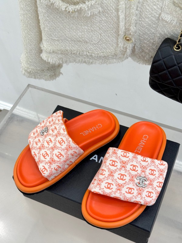 2025 Slippers Chanel Orange Nylon Slippers