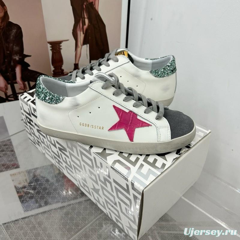 2025 Women GGDB White Pink Grey Glitter Leather Suede Sneakers