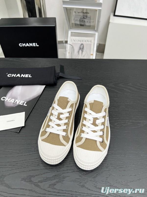 2025 Women Chanel Brown Canvas Sneakers LY00230