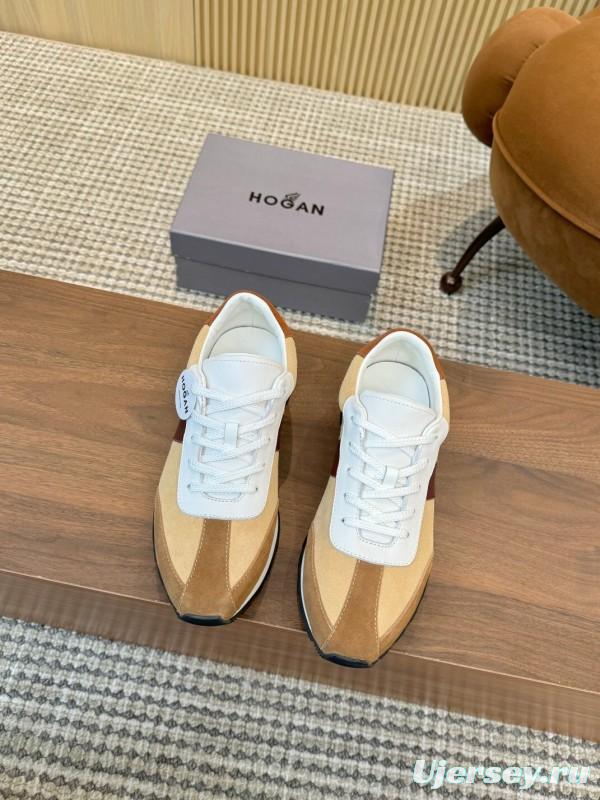 2025 Men HOGAN Beige White Burgundy Suede Leather Sneakers