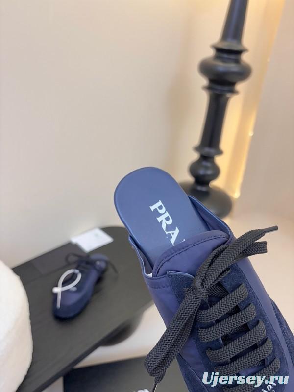 2025 Women Prada Blue Suede Fabric Casual Shoes