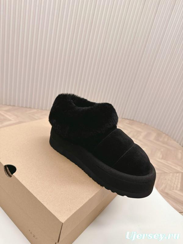 2024 UGG Black Suede Sheepskin Slippers