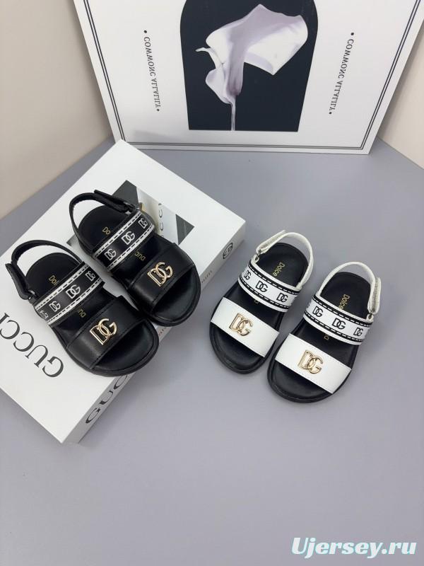 2025 Kids Dolce & Gabbana Black White Leather Sandals