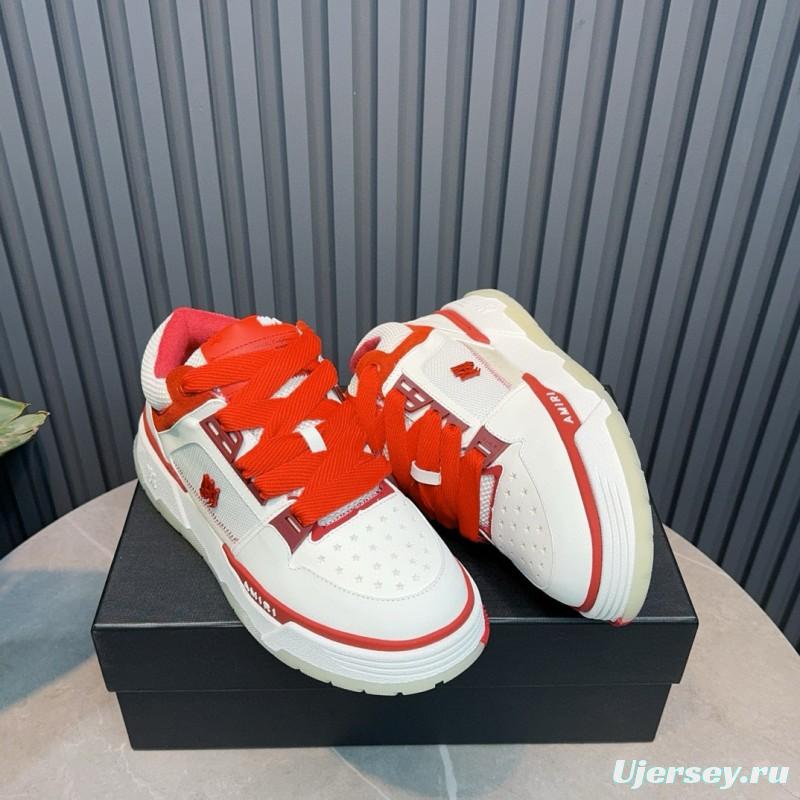 2024 Unisex Amiri White Red Leather Sneakers MJ00360