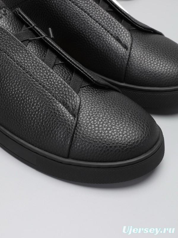 2024 Men Ermenegildo Zegna Black Leather Sneakers MJ00240