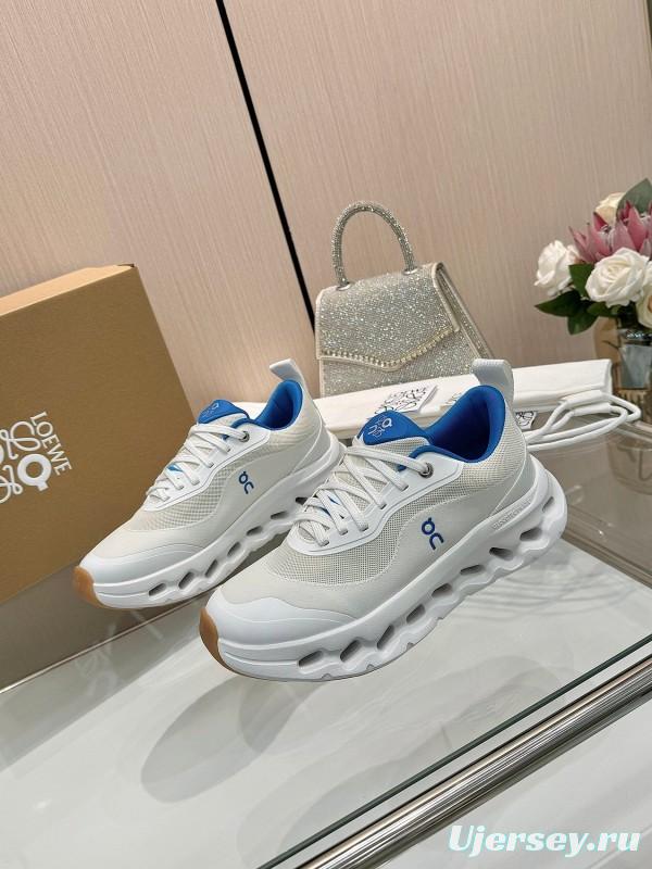 2025 Unisex Loewe White Blue Mesh Leather Sneakers
