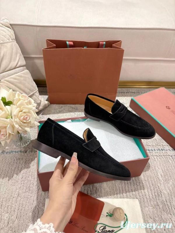 2025 Women Le Parmentier Black Suede Loafer LY00400