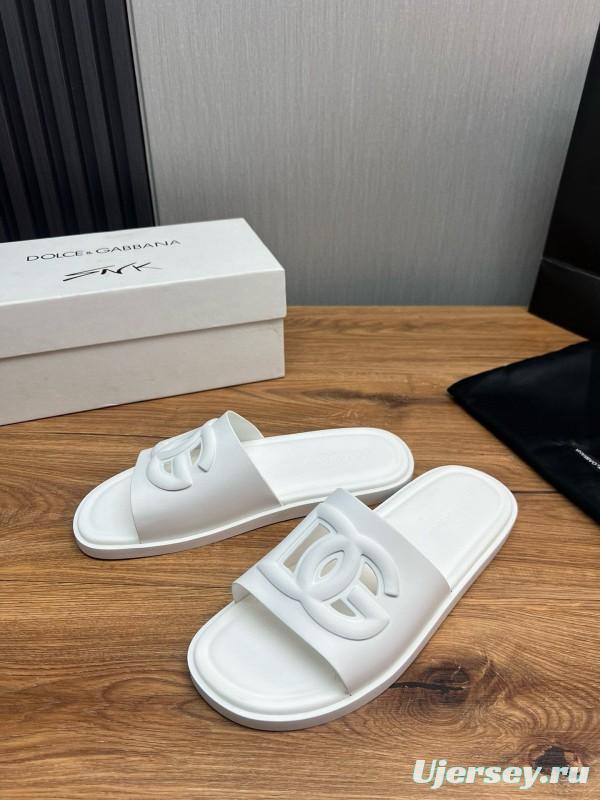 2025 Dolce & Gabbana White Rubber Slippers