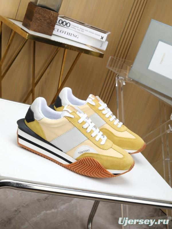 2025 Unisex TOM FORD Yellow White Grey Suede Leather Sneakers LY00360(F)/LY00370(M)