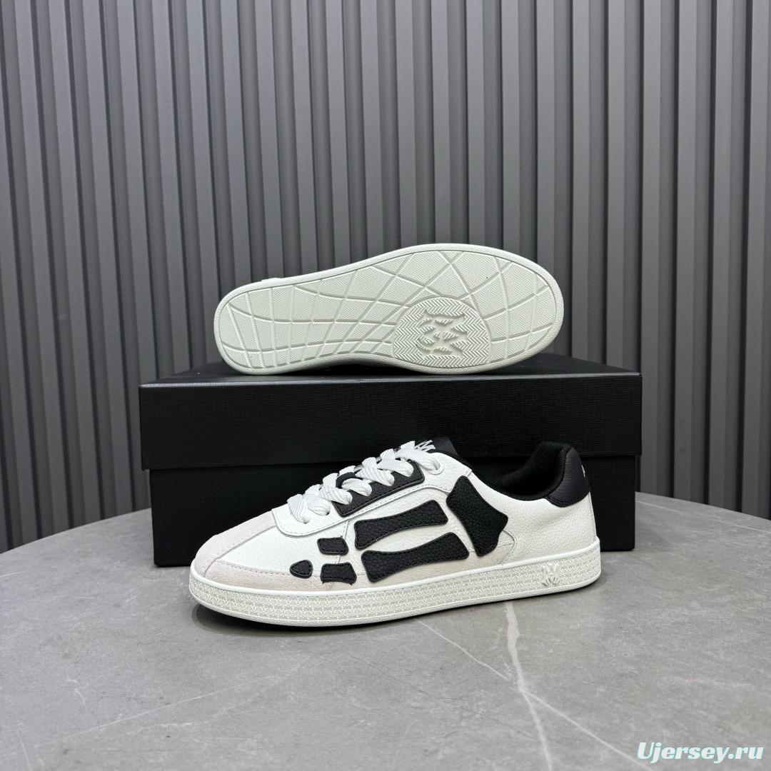 2024 Unisex Amiri White Black Leather Sneakers MJ00300