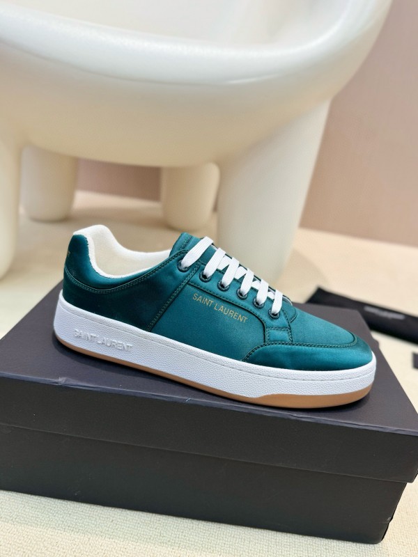 2024 Unisex Yves Saint Laurent Green Satin Casual Sneakers