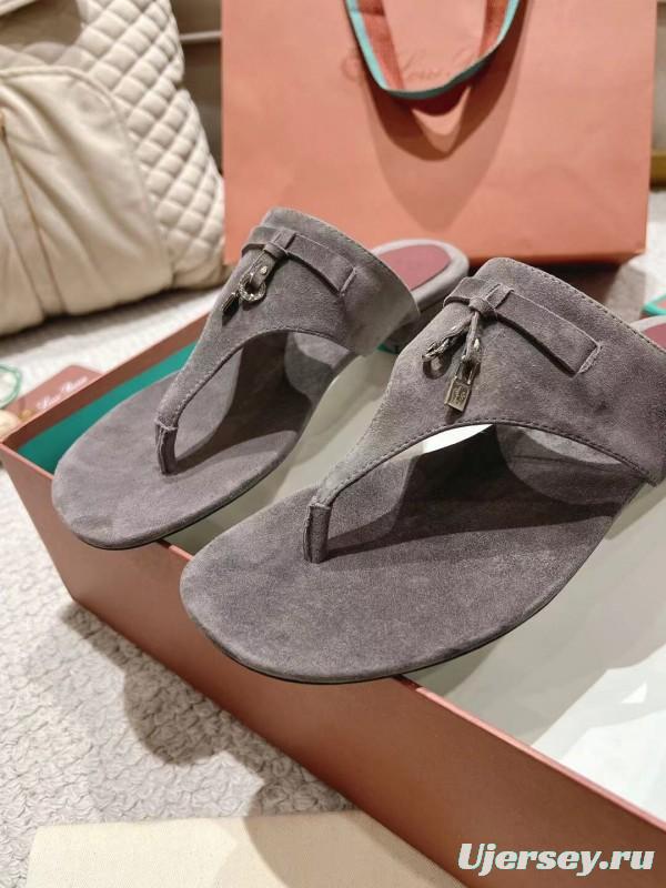 2025 LP Grey Suede Slippers LY00300