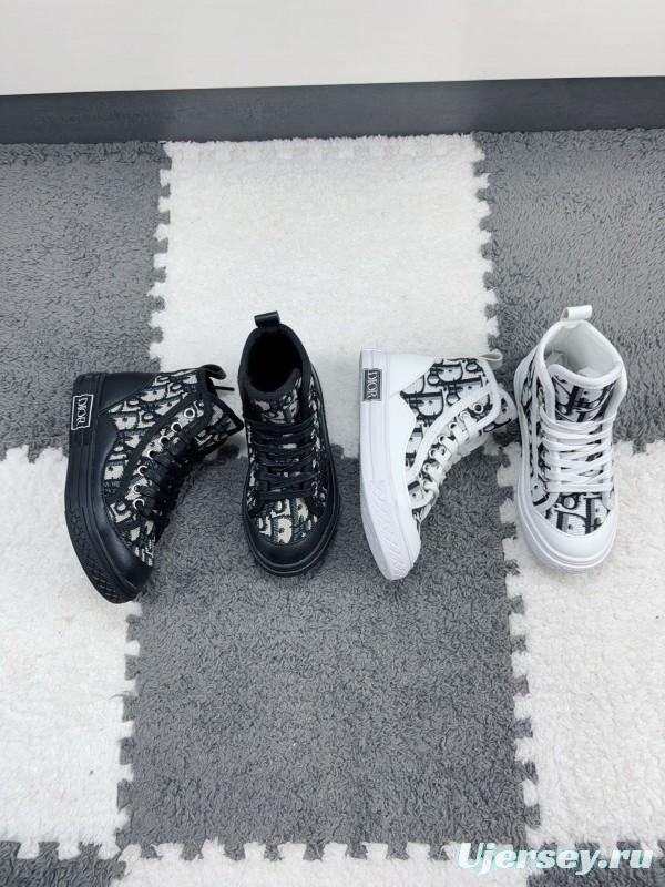 2024 Kids Dior Black White Canvas Sneakers