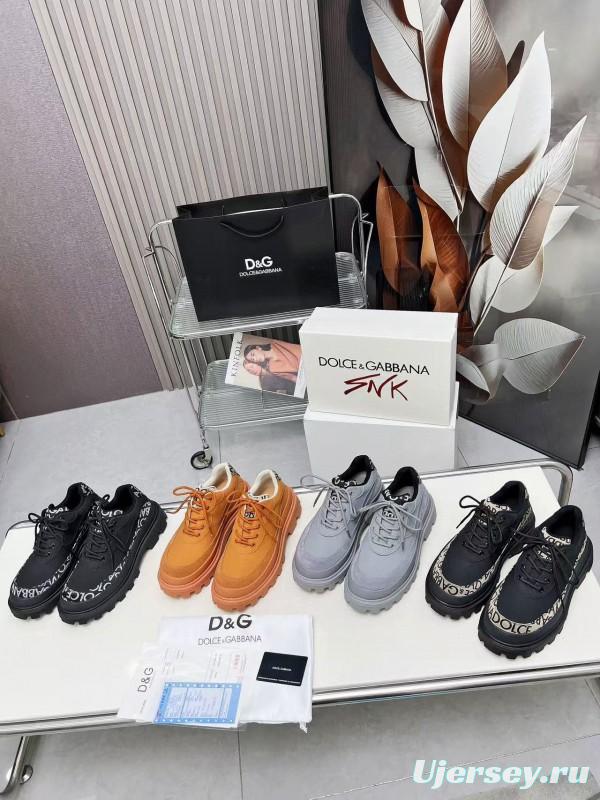 2024 Unisex Dolce & Gabbana Black Beige Leather Derby Shoes MJ00360