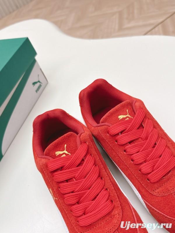 2025 Women Puma Red White Suede Sneakers LY00280