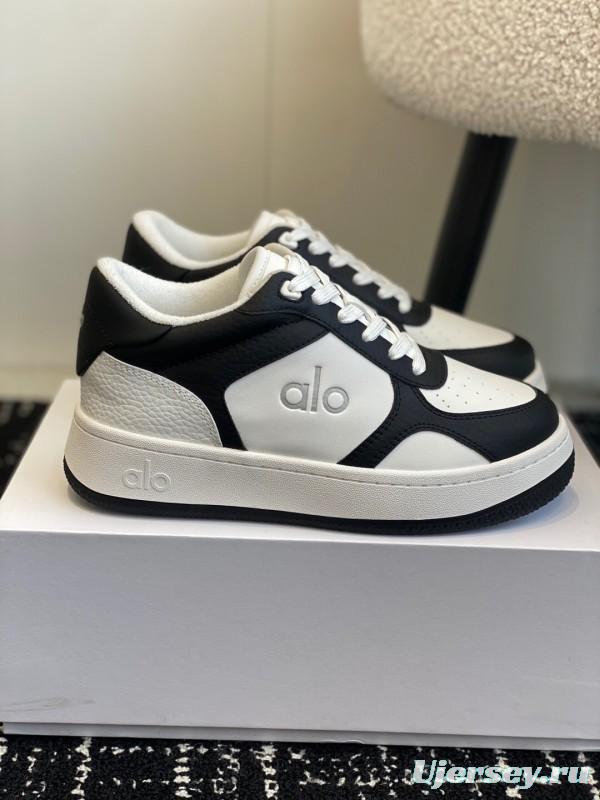 2025 Women Alo Black White Leather Sneakers KFY00280
