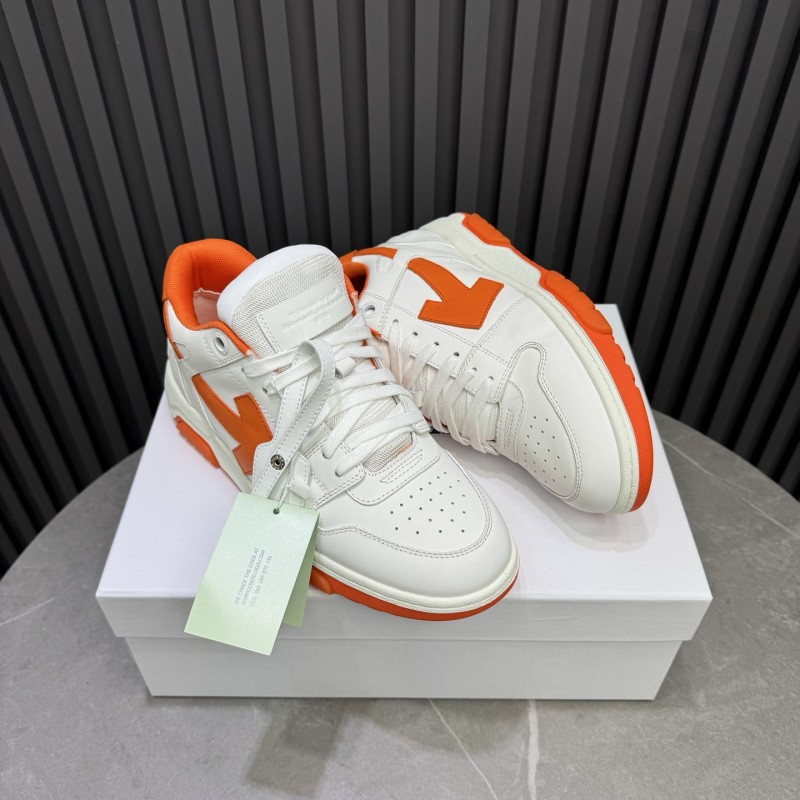 2025 Unisex Off-White White Orange Leather Sneakers MJ00320(W/M)