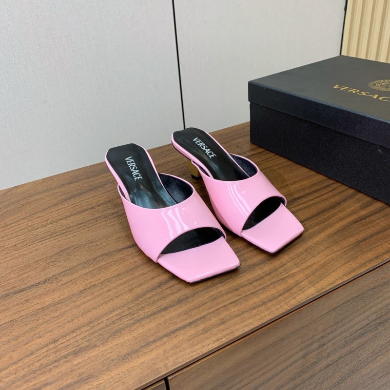 2025 Slippers VERSACE Pink Patent Leather Slippers