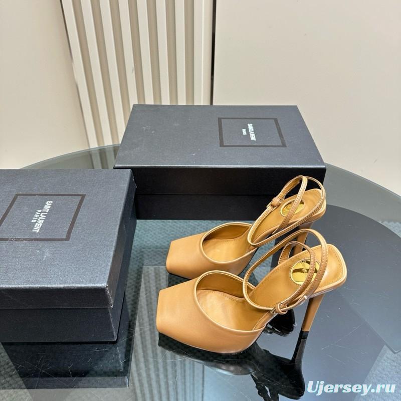 2025 Women Yves Saint Laurent Beige Calfskin Slingback Pumps