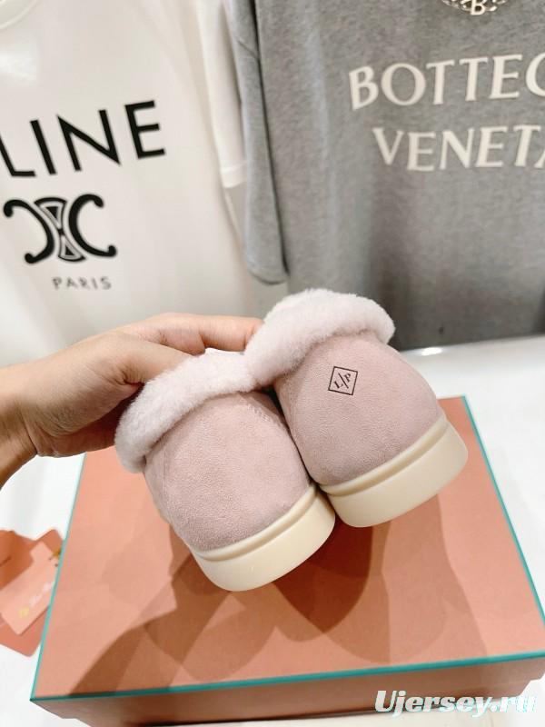 2024 Women LP Pink Suede Shearling Loafers MJ00300