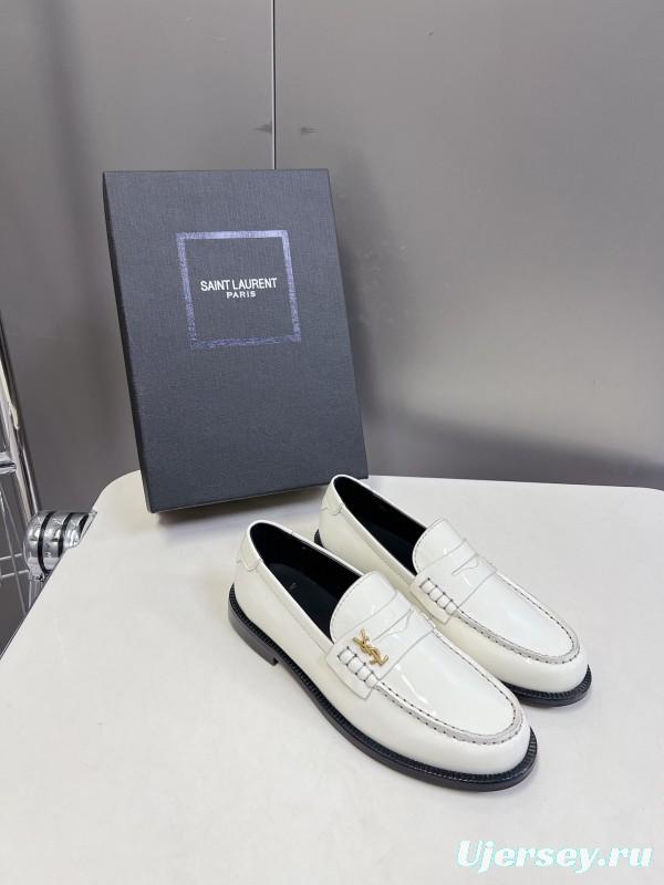 2025 Women Yves Saint Laurent White Leather Loafer KFY00350