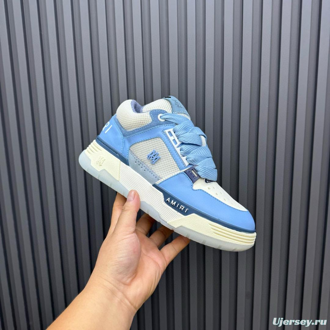2024 Unisex Amiri Light Blue White Leather Sneakers MJ00360