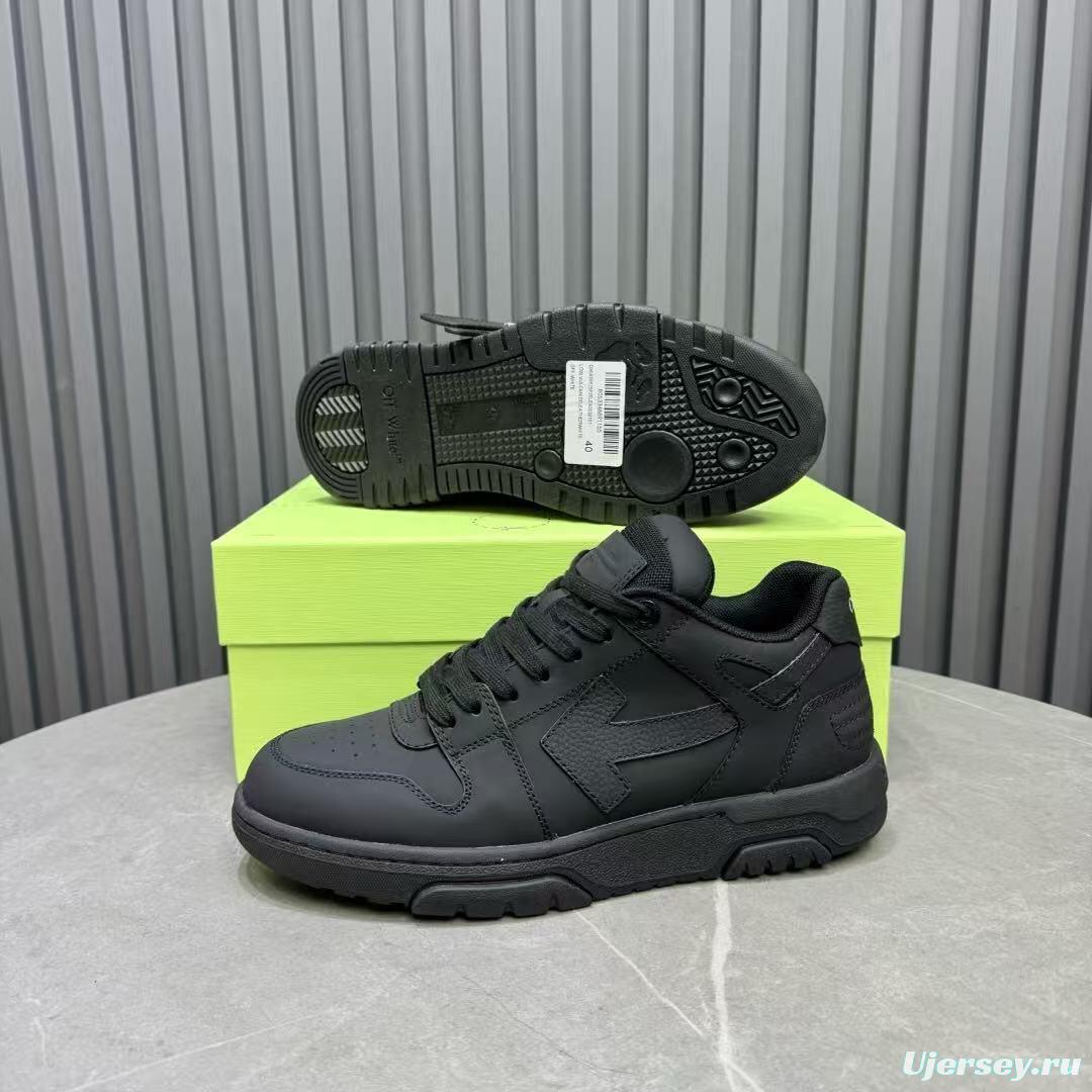 2025 Unisex Off-White Black Leather Sneakers KFY00310
