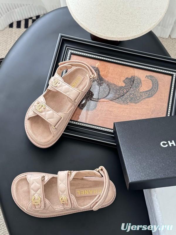 2025 Women Chanel Beige Leather Sandals LY00320