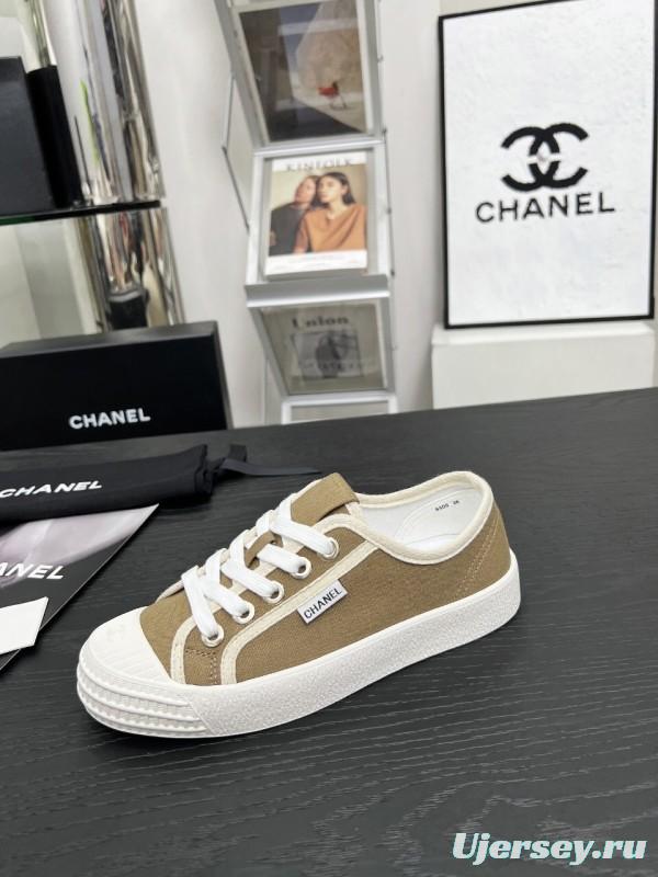 2025 Women Chanel Brown Canvas Sneakers LY00230
