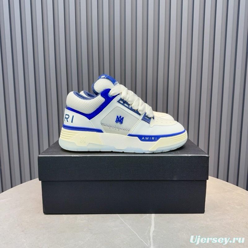 2024 Unisex Amiri White Blue Leather Sneakers MJ00360