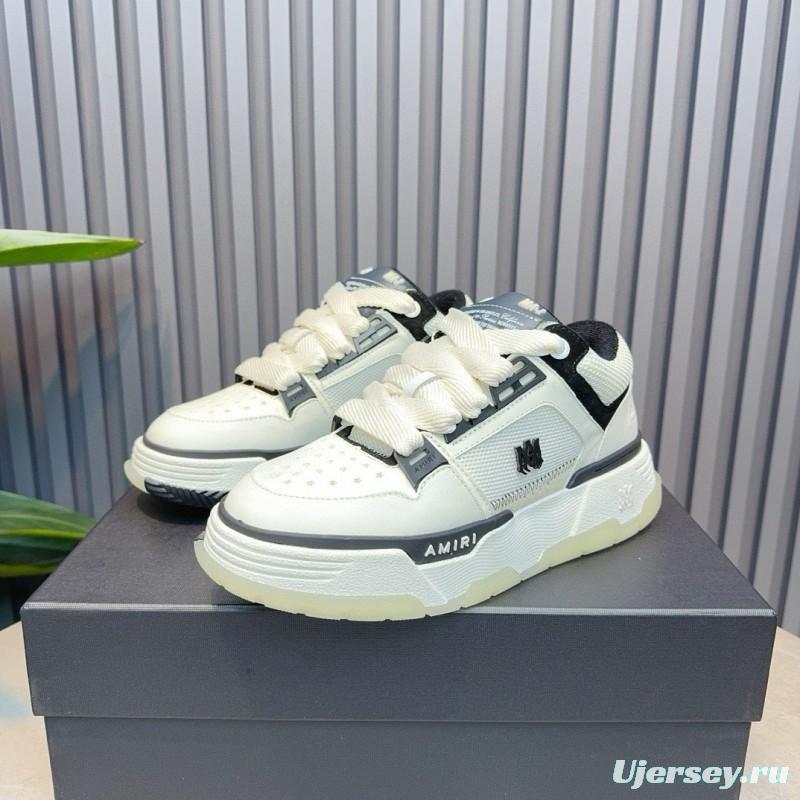 2024 Unisex Amiri White Black Leather Sneakers MJ00360