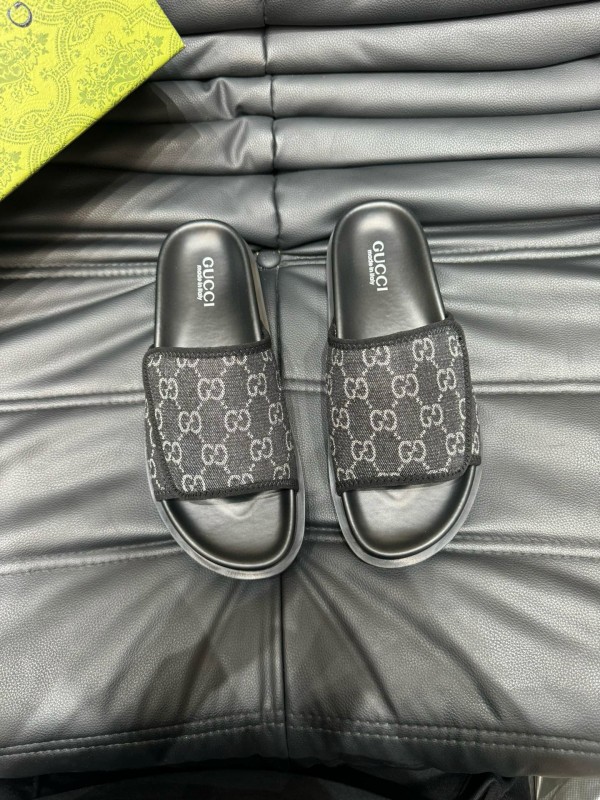 2024 Slippers Gucci Black Fabric Slippers MJ00200