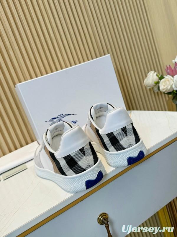 2024 Men Burberry White Beige Classic Cotton Casual Shoes MJ00320