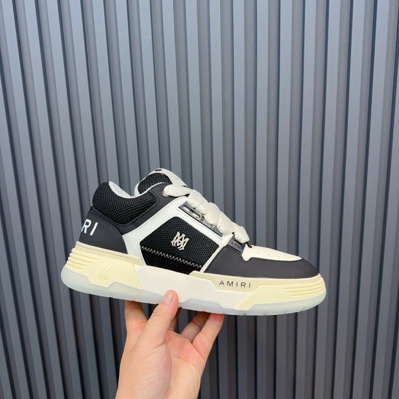 2024 Unisex Amiri Black White Leather Sneakers MJ00360