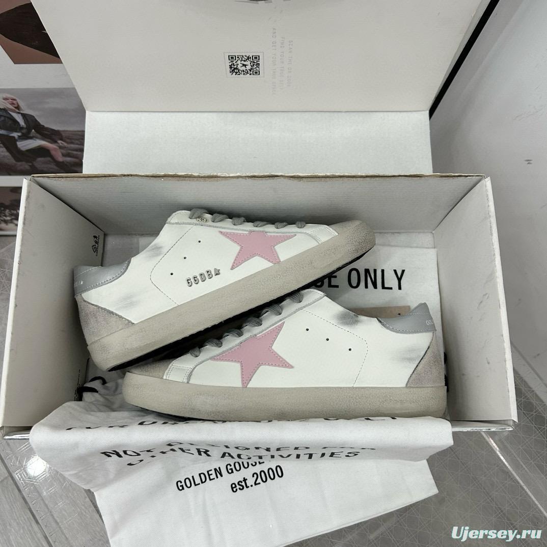 2025 Women GGDB White Pink Leather Sneakers