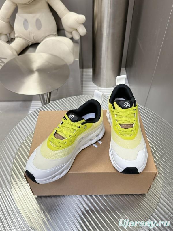 2025 Unisex Loewe Yellow White Black Mesh Leather Sneakers