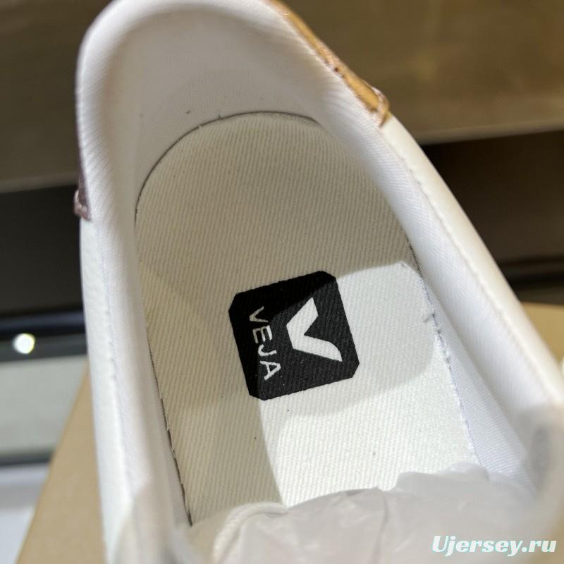 2024 Women VEJA White Rose Gold Leather Sneakers