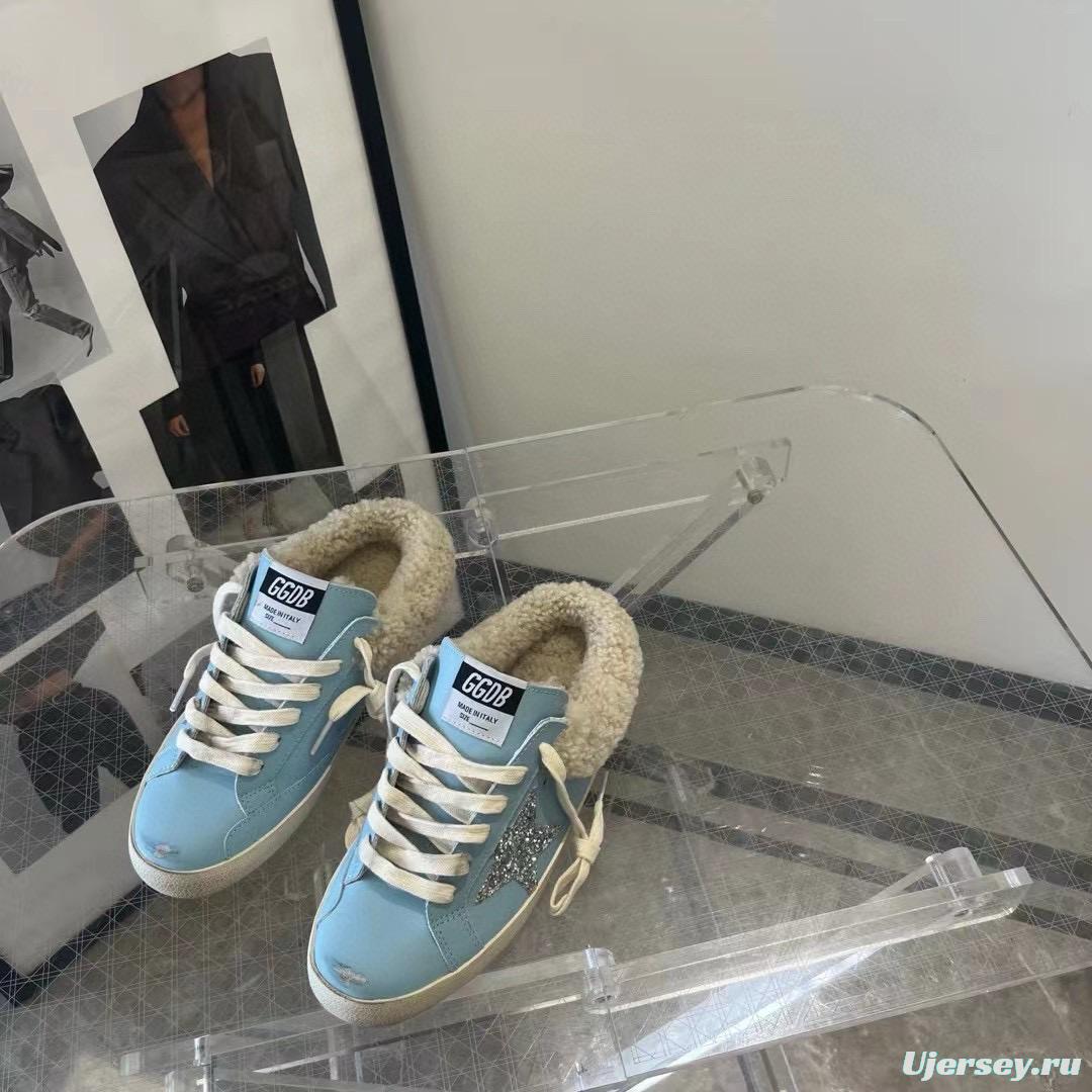2024 GGDB Light Blue Shearling Leather Slippers