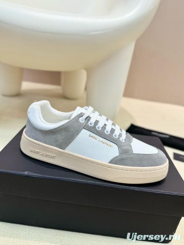 2024 Unisex Yves Saint Laurent White Grey Suede Leather Mesh Sneaker MJ00350