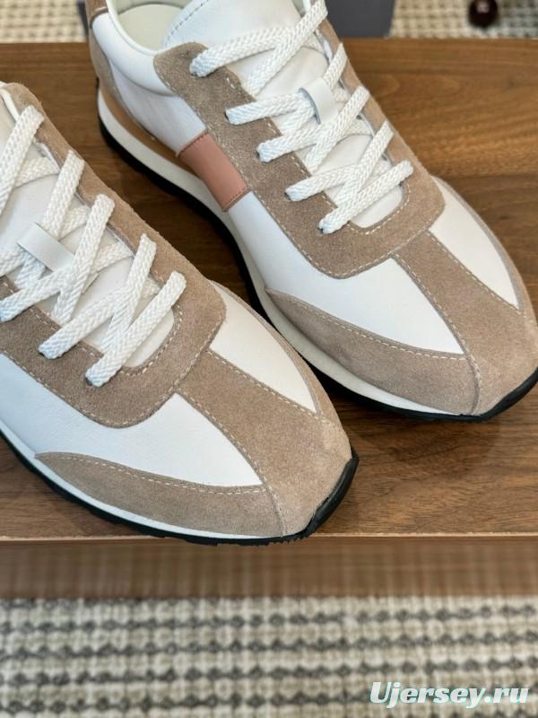 2025 Unisex TOM FORD White Brown Suede Leather Sneakers LY00360(F)/LY00370(M)