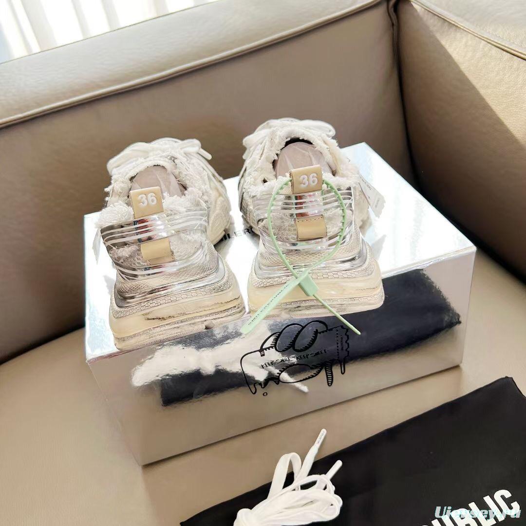 2025 Women Smile Republic White Silver Mesh Leather Sneakers