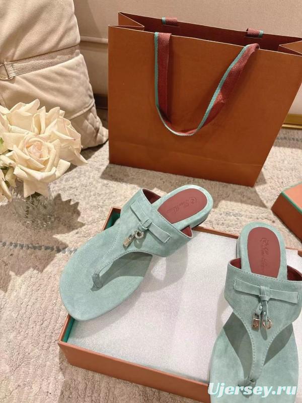 2025 Women Le Parmentier Mint Suede Slippers LY00250