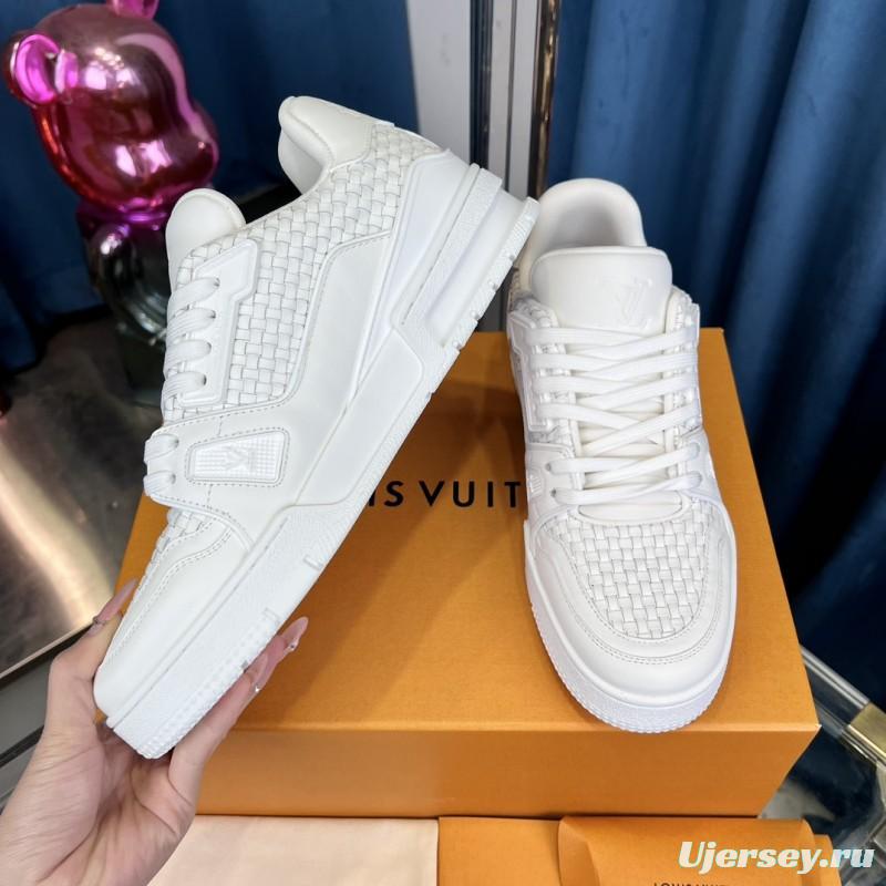 2025 Men Louis Vuitton White Leather Trainer