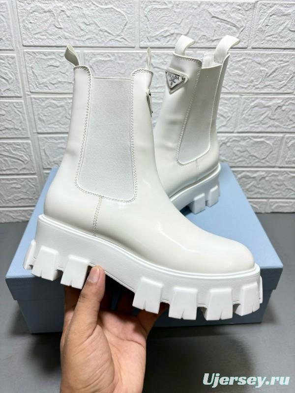 2024 Women Prada White Leather Boots MJ00380