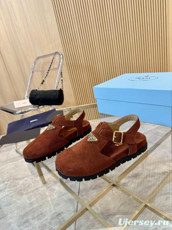 2025 Women Prada Brown Suede Sandal LY00280