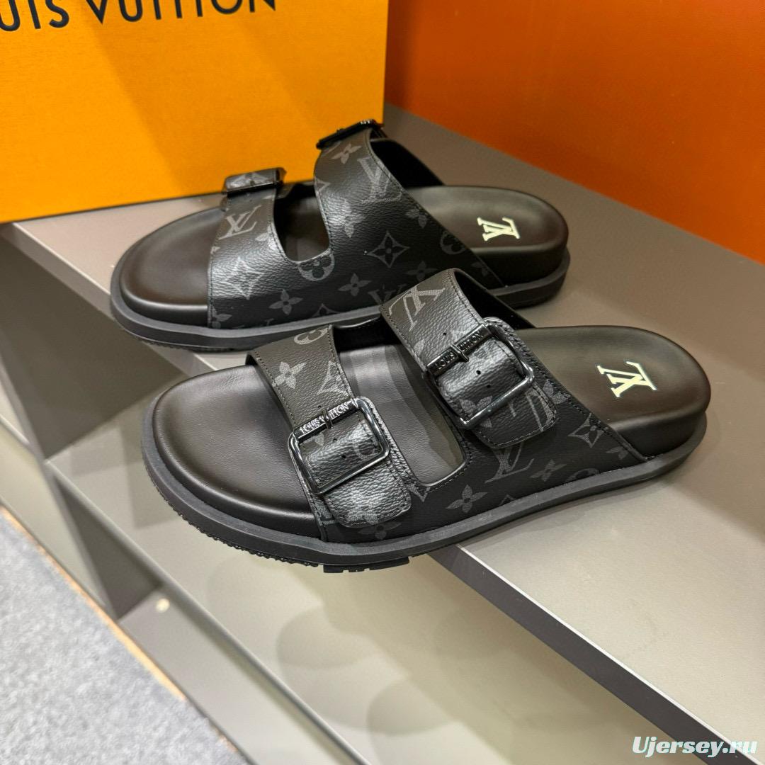 2024 Louis Vuitton Black Leather Slippers MJ00210