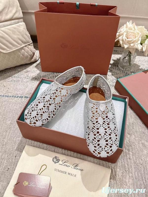 2025 Women LP White Knitted Ballet Shoes LY00250