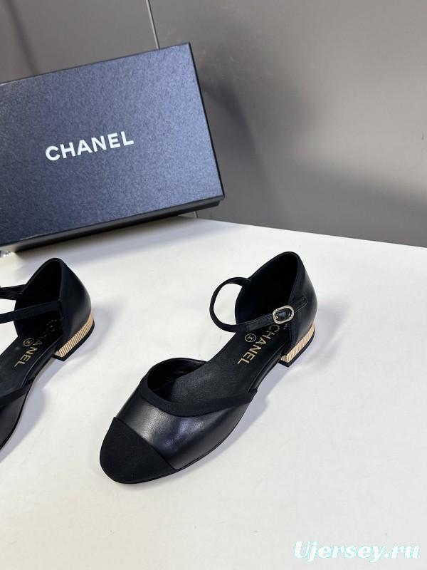2025 Women Chanel Black Lambskin Sandals KFY00270
